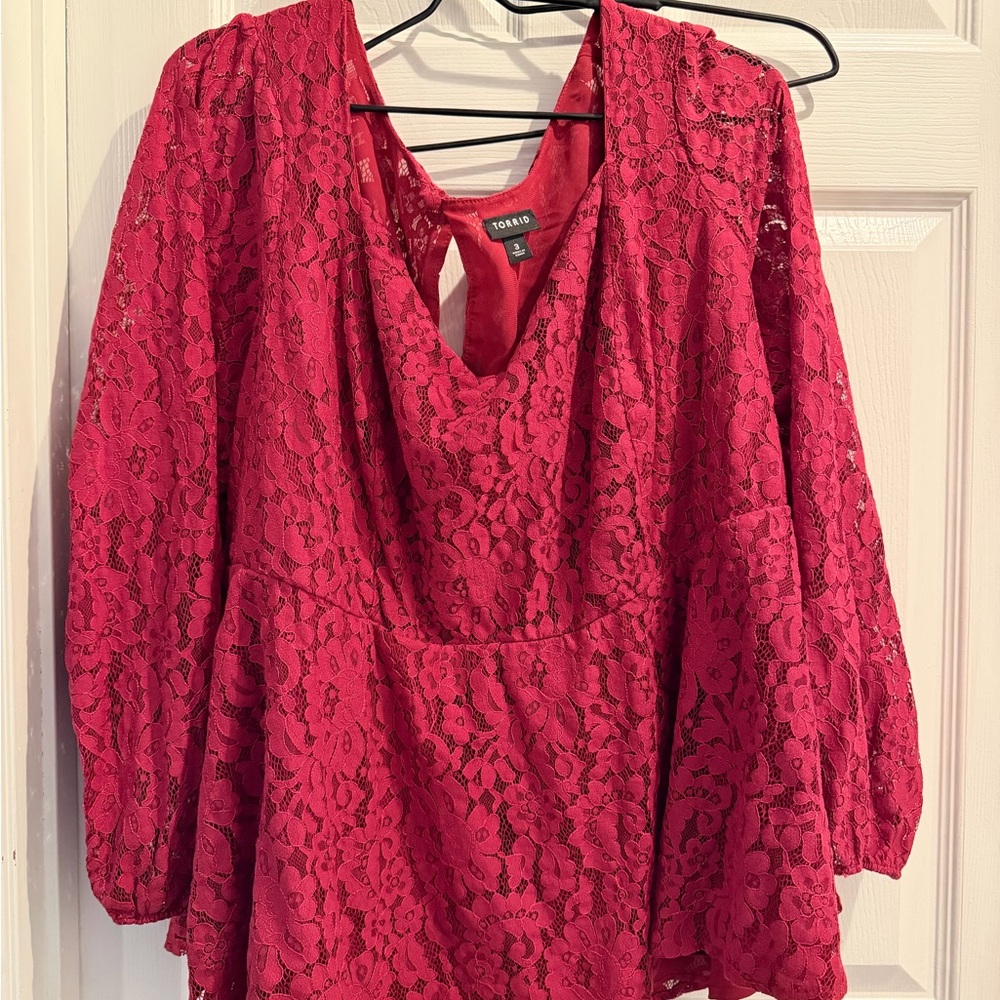 torrid Red Lace Peplum Blouse